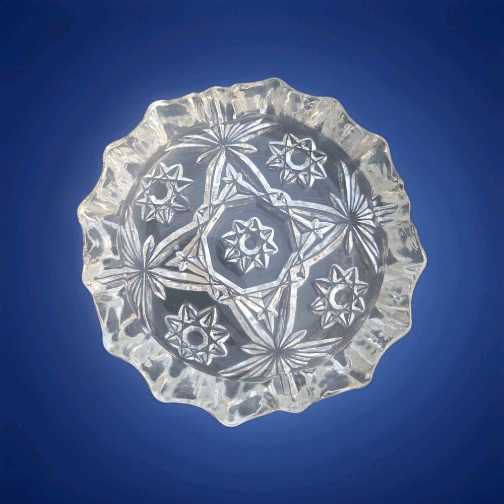 Anchor Hocking EAPC 4" Ashtray Early American Prescut Star of David Clear Glass